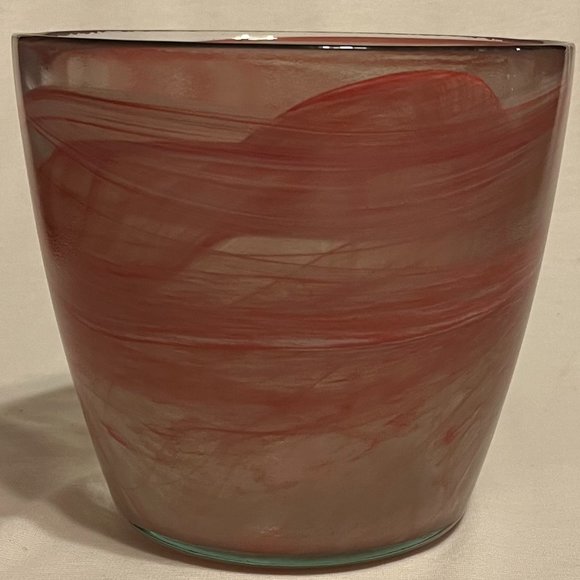 Ecoglass Recycled Glass Flower Pot Pink Swirl - Picture 4 of 6